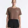 Kastenförmiges, kurzes T-Shirt aus Baumwollmischung mit Aufdruck