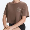 Kastenförmiges, kurzes T-Shirt aus Baumwollmischung mit Aufdruck