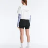 Kastenförmiges, kurzes T-Shirt aus Baumwollmischung mit Aufdruck