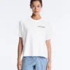 Kastenförmiges T-Shirt aus Baumwollmischung mit Slogan