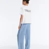 Kastenförmiges T-Shirt aus Baumwollmischung mit Slogan