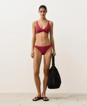 Geometrisches Jacquard-Halter-Bikinioberteil