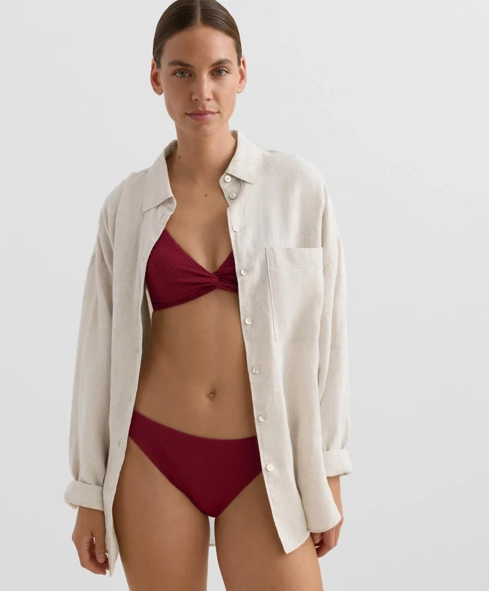 Klassische Bikinis-Slips aus Jacquard mit Mini-Karomuster Klassische Bikinis-Slips aus Jacquard mit Mini-Karomuster
