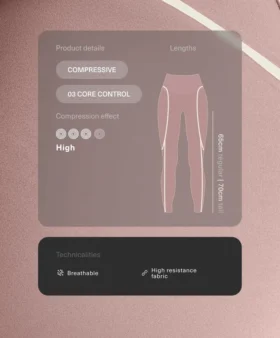 Knöchellange Leggings mit hoher Taille, Compressive Core Control und Kontrastdetails