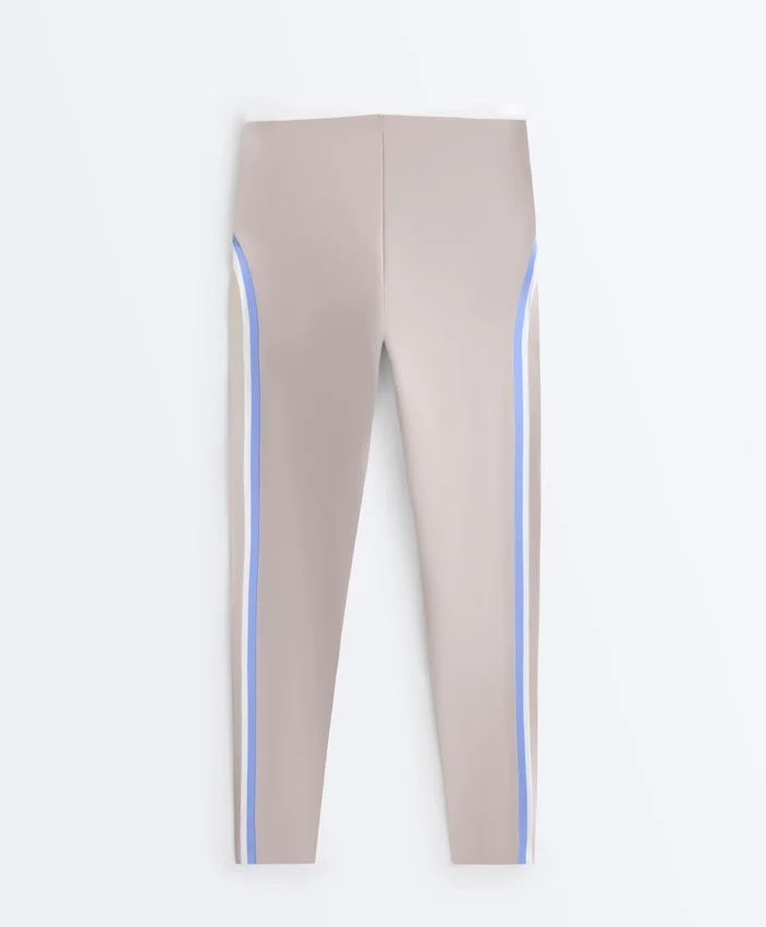 Kontrastfarbene, knöchellange Compressive Leggings mit hoher Taille Kontrastfarbene, knöchellange Compressive Leggings mit hoher Taille