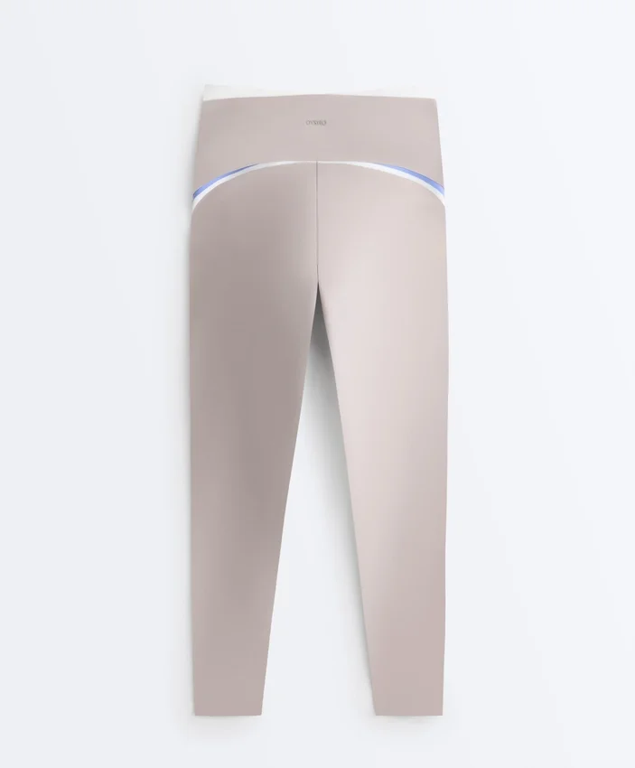 Kontrastfarbene, knöchellange Compressive Leggings mit hoher Taille Kontrastfarbene, knöchellange Compressive Leggings mit hoher Taille
