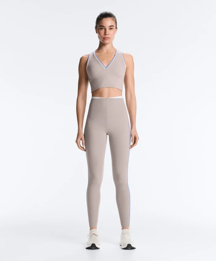 Kontrastfarbene, knöchellange Compressive Leggings mit hoher Taille Kontrastfarbene, knöchellange Compressive Leggings mit hoher Taille