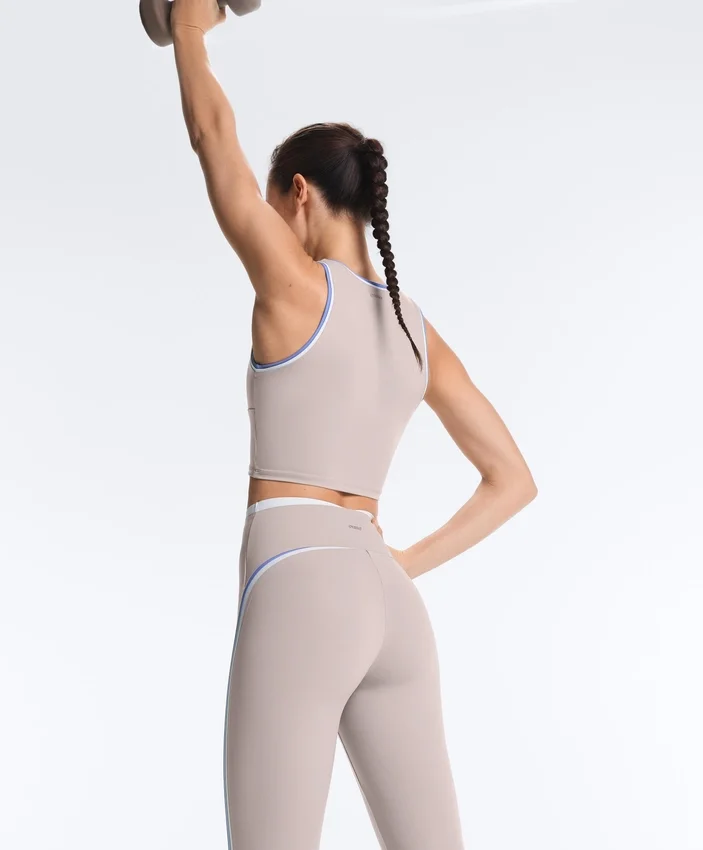 Kontrastfarbene, knöchellange Compressive Leggings mit hoher Taille Kontrastfarbene, knöchellange Compressive Leggings mit hoher Taille