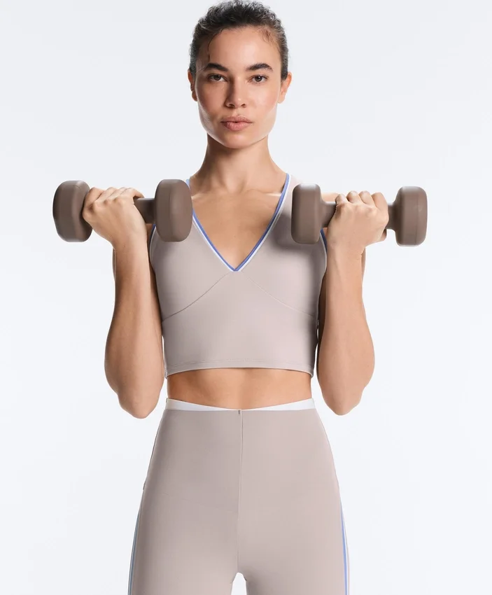 Kontrastfarbene, knöchellange Compressive Leggings mit hoher Taille Kontrastfarbene, knöchellange Compressive Leggings mit hoher Taille