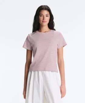 Kurzarm-T-Shirt aus Baumwollmischung mit Streifenmuster und normaler Passform