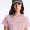 Kurzarm-T-Shirt aus Baumwollmischung mit Streifenmuster und normaler Passform