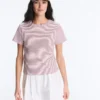 Kurzarm-T-Shirt aus Baumwollmischung mit Streifenmuster und normaler Passform