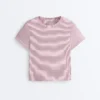 Kurzarm-T-Shirt aus Baumwollmischung mit Streifenmuster und normaler Passform