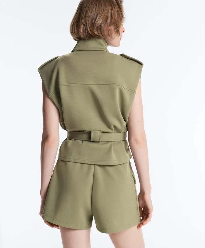Kurzer Piqué-Shorts mit Baumwolltaschen Kurzer Piqué-Shorts mit Baumwolltaschen