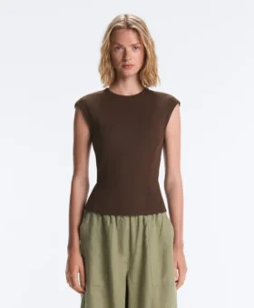 Kurzärmeliges Rippshirt aus Baumwolle und Modal Kurzärmeliges Rippshirt aus Baumwolle und Modal