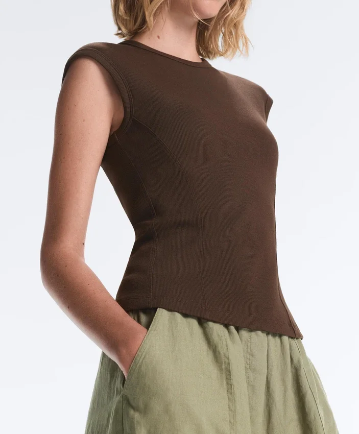 Kurzärmeliges Rippshirt aus Baumwolle und Modal Kurzärmeliges Rippshirt aus Baumwolle und Modal