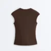 Kurzärmeliges Rippshirt aus Baumwolle und Modal Kurzärmeliges Rippshirt aus Baumwolle und Modal