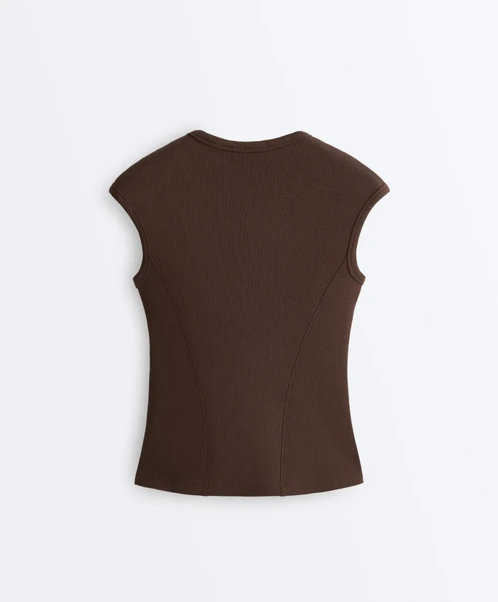 Kurzärmeliges Rippshirt aus Baumwolle und Modal Kurzärmeliges Rippshirt aus Baumwolle und Modal