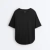 Kurzärmeliges T-Shirt aus Modal-Mischung mit abgerundetem Saum am Rücken