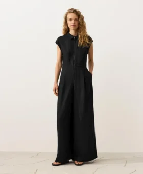 Langer Jumpsuit aus Baumwolle mit Kragen