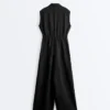 Langer Jumpsuit aus Baumwolle mit Kragen Langer Jumpsuit aus Baumwolle mit Kragen