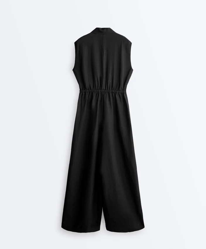 Langer Jumpsuit aus Baumwolle mit Kragen Langer Jumpsuit aus Baumwolle mit Kragen