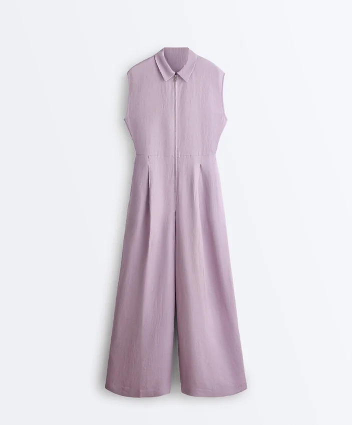 Langer Jumpsuit aus Baumwolle mit Kragen Langer Jumpsuit aus Baumwolle mit Kragen