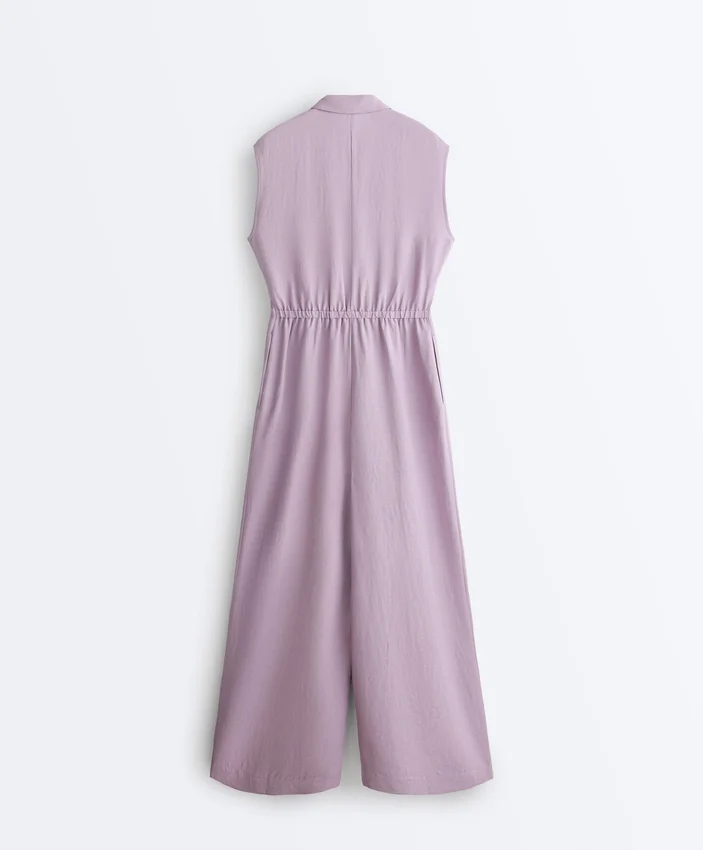 Langer Jumpsuit aus Baumwolle mit Kragen Langer Jumpsuit aus Baumwolle mit Kragen