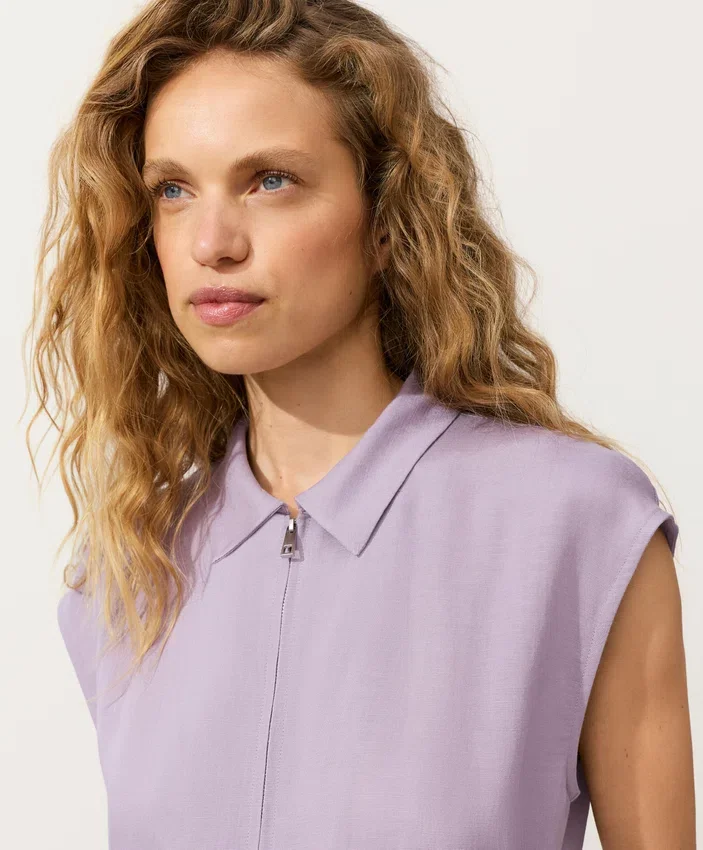 Langer Jumpsuit aus Baumwolle mit Kragen Langer Jumpsuit aus Baumwolle mit Kragen