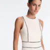 Langer Piqué-Jumpsuit mit Paspelierung aus Baumwolle Langer Piqué-Jumpsuit mit Paspelierung aus Baumwolle