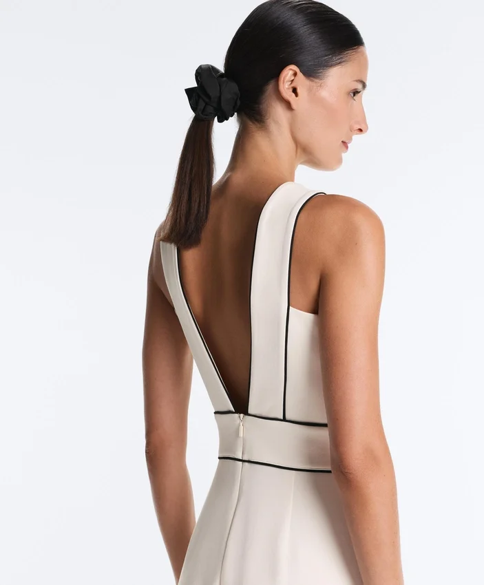 Langer Piqué-Jumpsuit mit Paspelierung aus Baumwolle Langer Piqué-Jumpsuit mit Paspelierung aus Baumwolle
