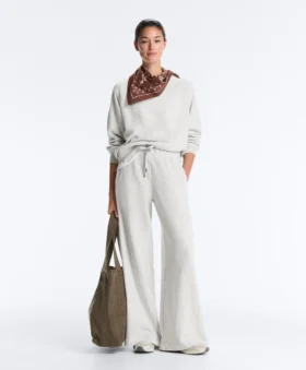 Melierte Baumwoll-Hose mit geradem Bein