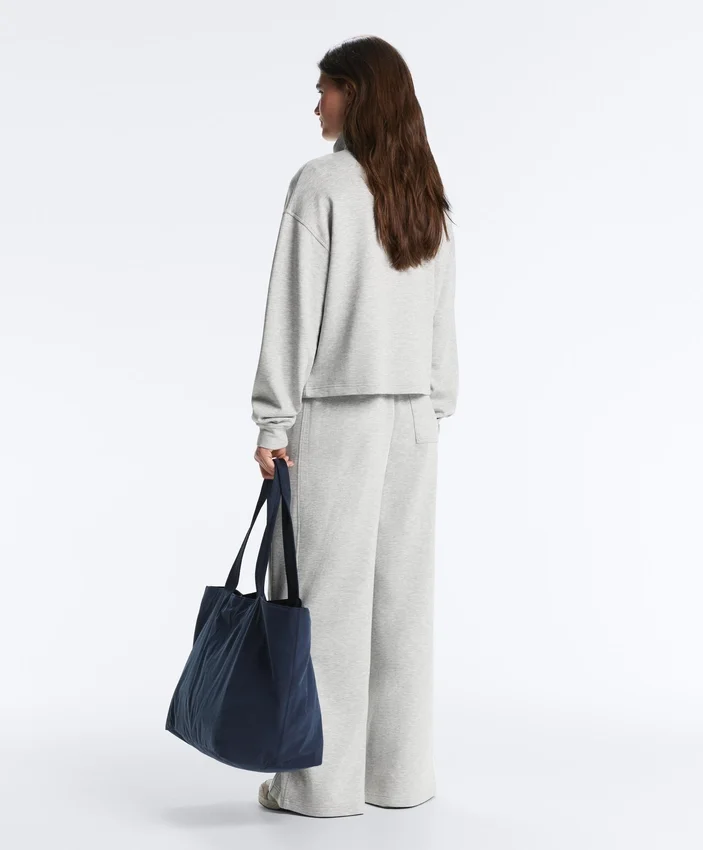 Melierte Piqué-Hose mit geradem Bein Melierte Piqué-Hose mit geradem Bein