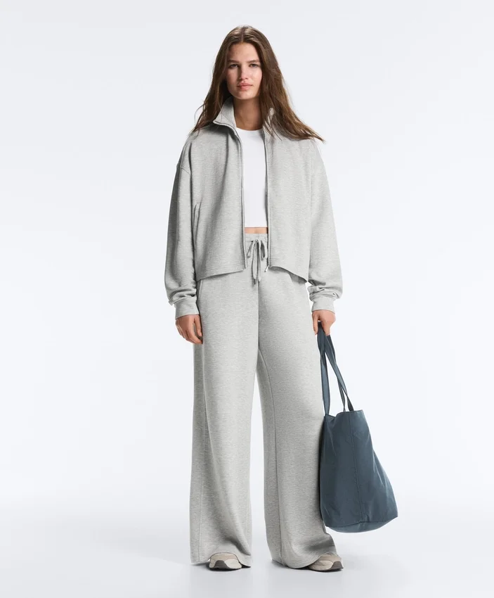 Melierte Piqué-Hose mit geradem Bein Melierte Piqué-Hose mit geradem Bein