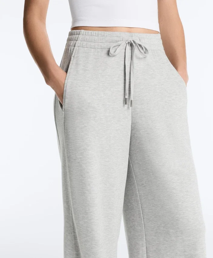 Melierte Piqué-Hose mit geradem Bein Melierte Piqué-Hose mit geradem Bein
