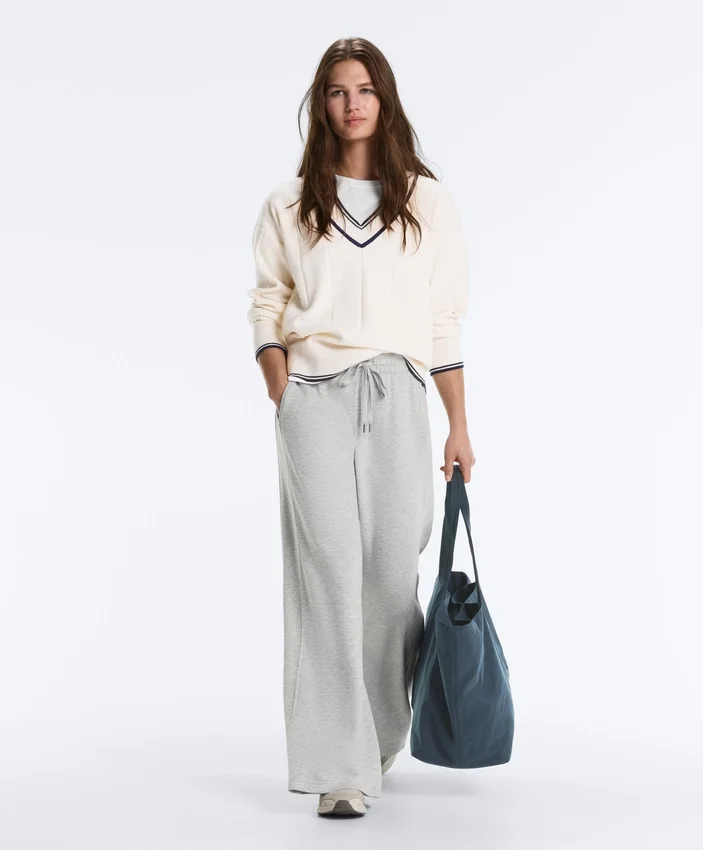 Melierte Piqué-Hose mit geradem Bein Melierte Piqué-Hose mit geradem Bein