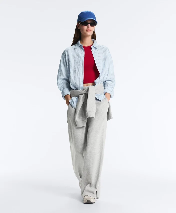 Melierte Piqué-Hose mit geradem Bein Melierte Piqué-Hose mit geradem Bein