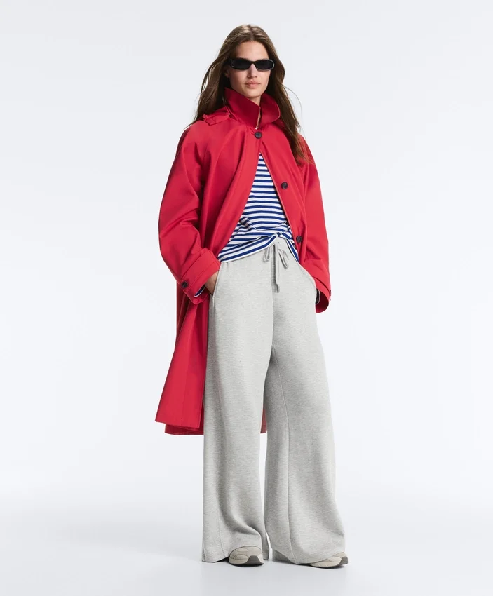 Melierte Piqué-Hose mit geradem Bein Melierte Piqué-Hose mit geradem Bein