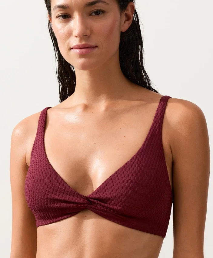 Mini-Karomuster-Jacquard-Halter-Bikinioberteil Mini-Karomuster-Jacquard-Halter-Bikinioberteil