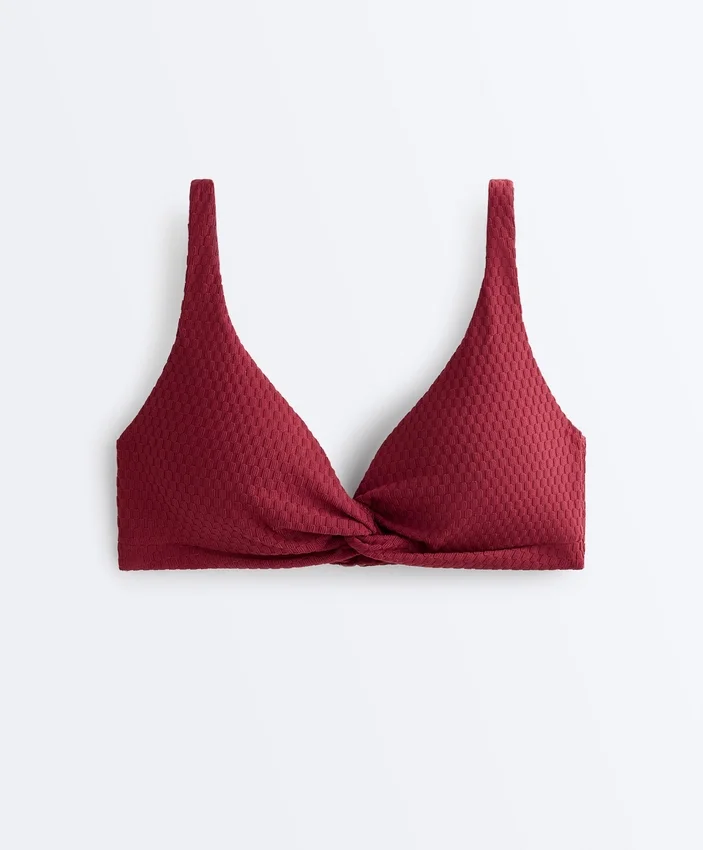 Mini-Karomuster-Jacquard-Halter-Bikinioberteil Mini-Karomuster-Jacquard-Halter-Bikinioberteil