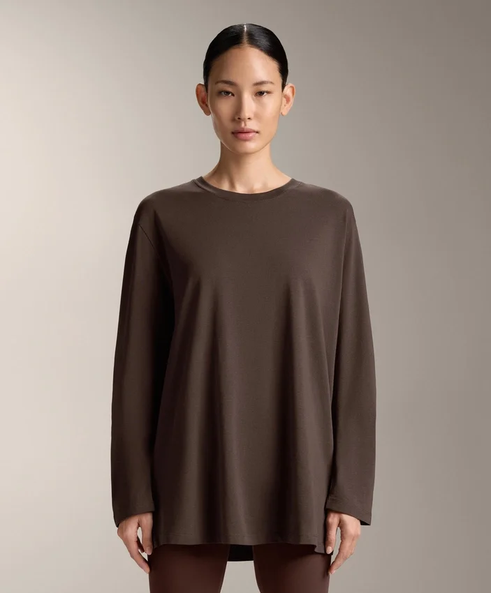 Oversize-Langarm-T-Shirt aus Baumwollmischung Oversize-Langarm-T-Shirt aus Baumwollmischung