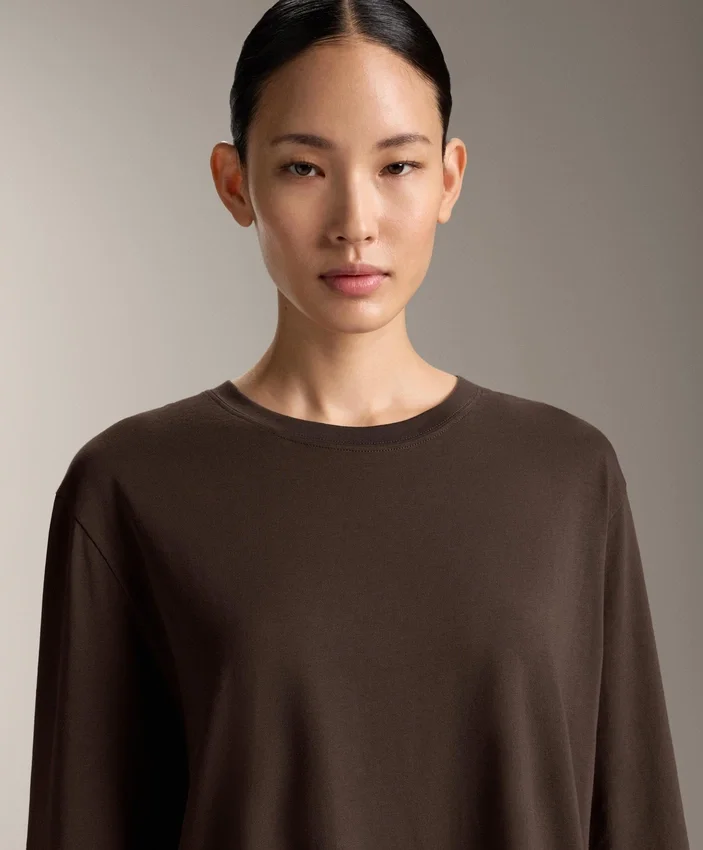 Oversize-Langarm-T-Shirt aus Baumwollmischung Oversize-Langarm-T-Shirt aus Baumwollmischung