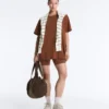 Oversize-T-Shirt aus Baumwollmischung mit kurzen Ärmeln Oversize-T-Shirt aus Baumwollmischung mit kurzen Ärmeln