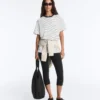 Oversize-T-Shirt aus Baumwollmischung mit kurzen Ärmeln und Kontraststreifen Oversize-T-Shirt aus Baumwollmischung mit kurzen Ärmeln und Kontraststreifen