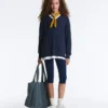 Pullover aus 100 % Baumwolle mit Zopfmuster und V-Ausschnitt