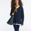 Pullover aus 100 % Baumwolle mit Zopfmuster und V-Ausschnitt