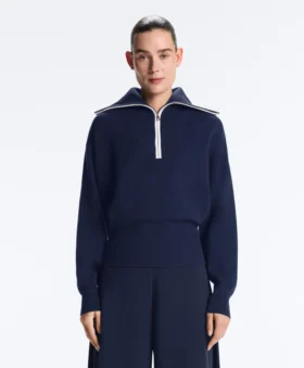 Pullover mit halbem Reissverschluss und hohem Kragen Pullover mit halbem Reissverschluss und hohem Kragen