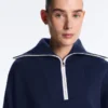 Pullover mit halbem Reissverschluss und hohem Kragen