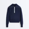 Pullover mit halbem Reissverschluss und hohem Kragen