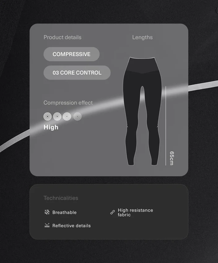 Reflektierende, hoch geschnittene, Compressive Core Control Leggings in Knöchellänge Reflektierende, hoch geschnittene, Compressive Core Control Leggings in Knöchellänge